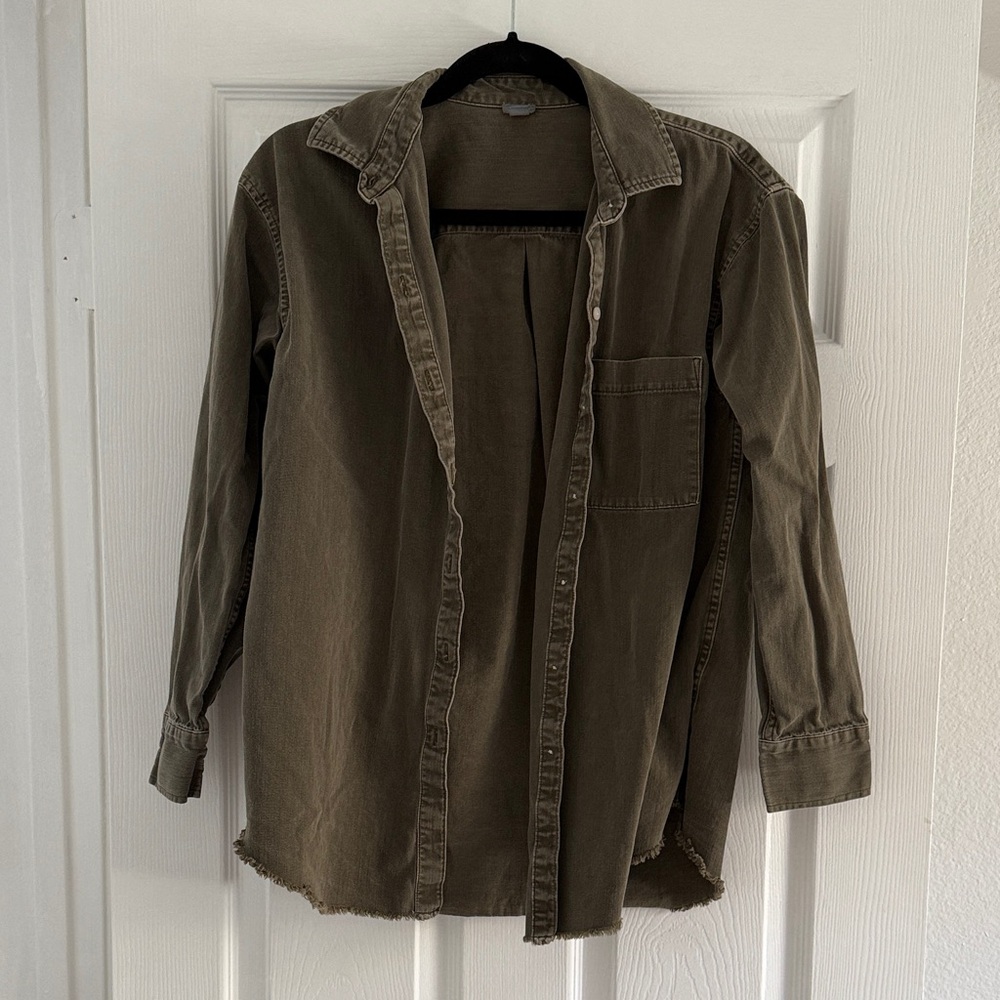 Aerie Olive Button Down Shirt